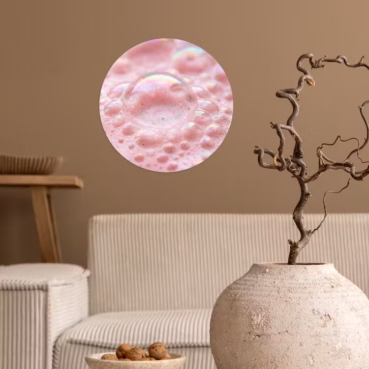 Schuim - Structuur - Roze Wandcirkel behangsticker klein -sfeer1
