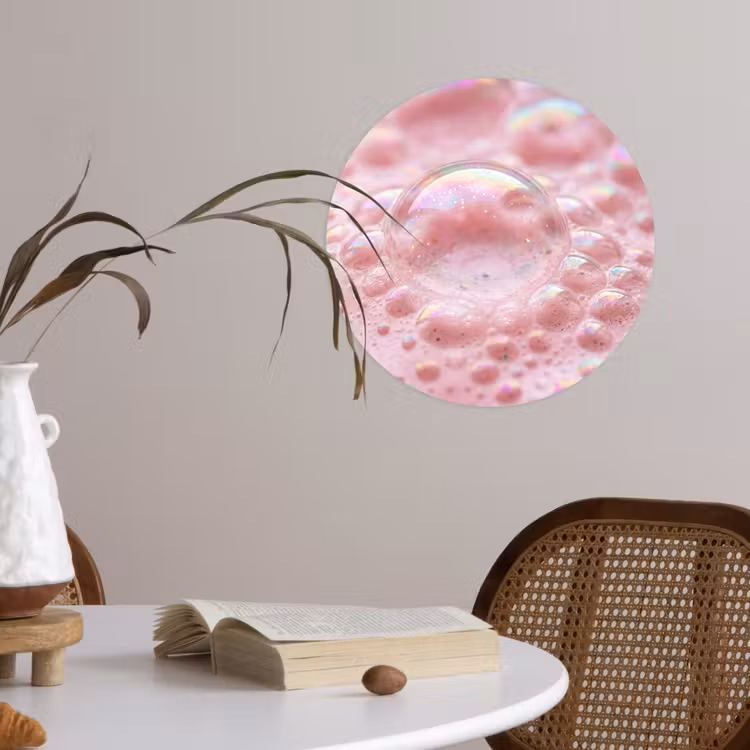Schuim - Structuur - Roze Wandcirkel behangsticker klein -sfeer3