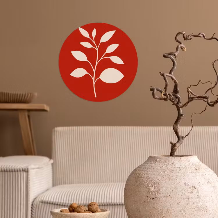 Silhouet - Bladeren - Tak Wandcirkel behangsticker klein -sfeer1