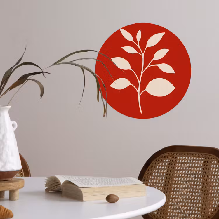 Silhouet - Bladeren - Tak Wandcirkel behangsticker klein -sfeer3