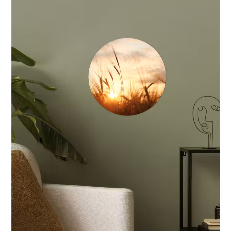 Riet - Gras - Zonsondergang - Natuur - Horizon Wandcirkel behangsticker klein -sfeer2