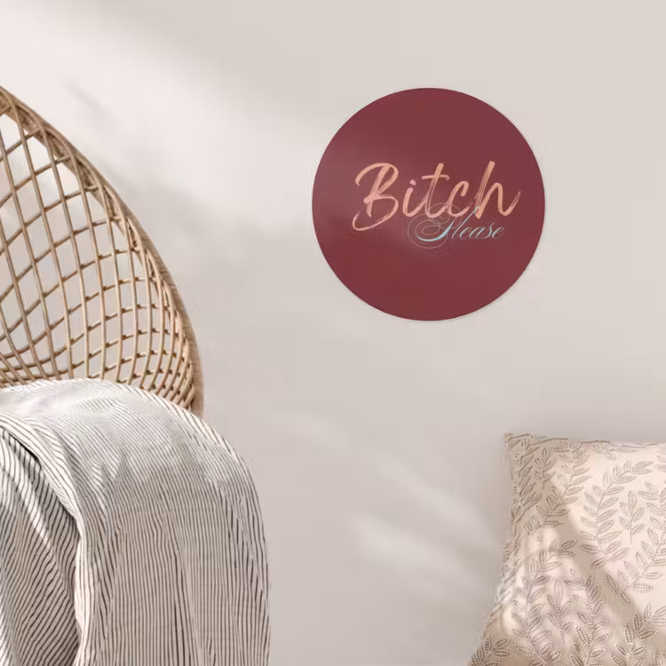 Bitch please - Rood - Blauw Wandcirkel behangsticker klein -sfeer4