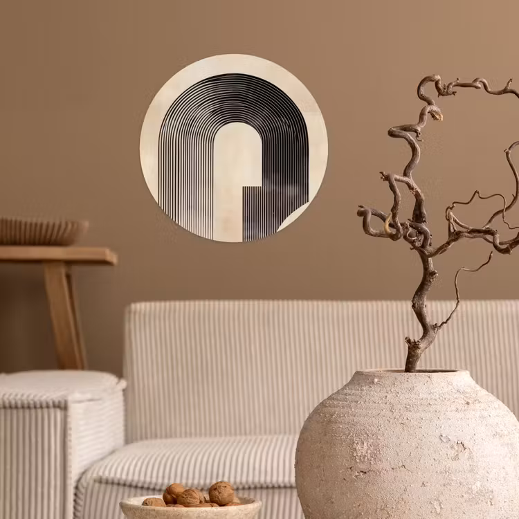 Boog - Strepen - Minimalistisch - Zwart Wandcirkel behangsticker klein -sfeer1