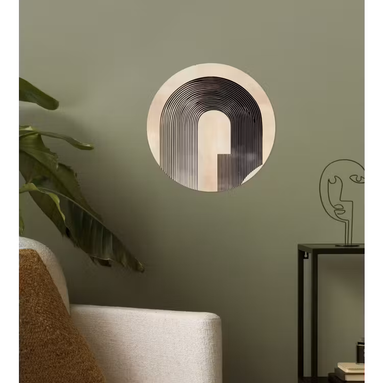 Boog - Strepen - Minimalistisch - Zwart Wandcirkel behangsticker klein -sfeer2