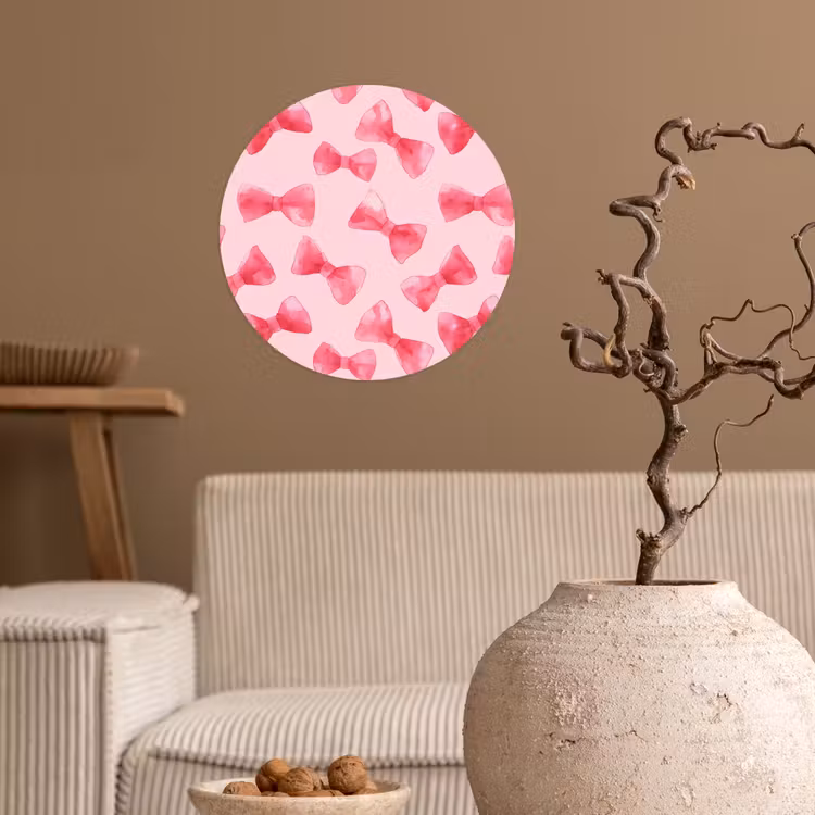Strikken - Aquarel - Roze Wandcirkel behangsticker klein 186 -sfeer1
