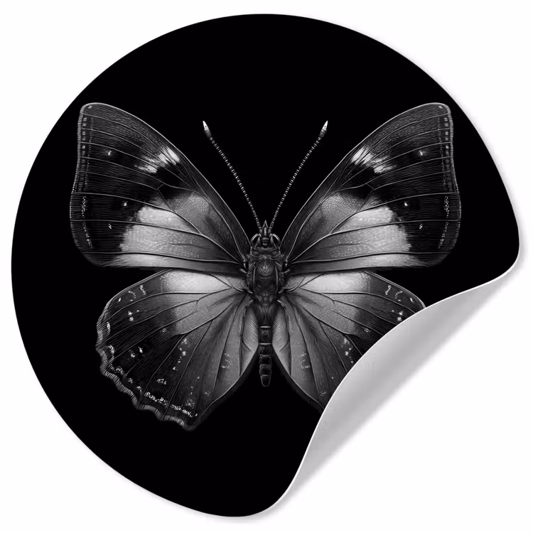 Vlinder - Grijs - Mysterieus Wandcirkel behangsticker klein -3d