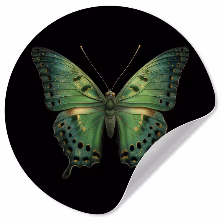 Vlinder - Groen - Diepte Wandcirkel behangsticker klein -3d