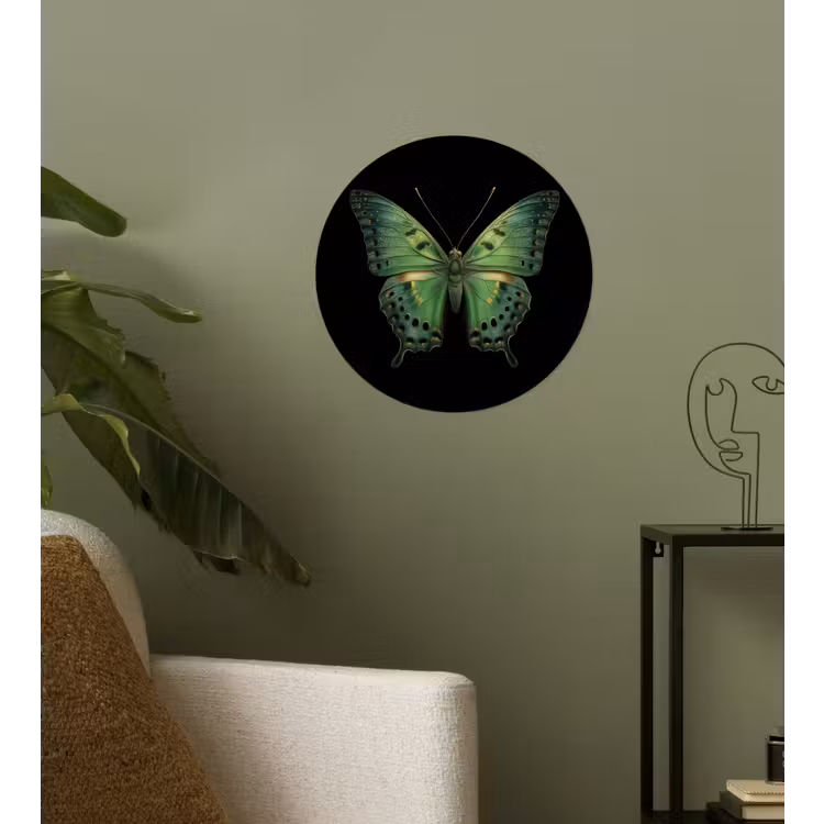 Vlinder - Groen - Diepte Wandcirkel behangsticker klein -sfeer2