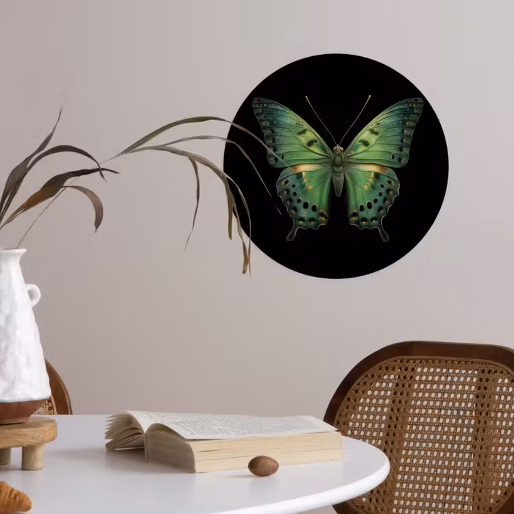 Vlinder - Groen - Diepte Wandcirkel behangsticker klein -sfeer3