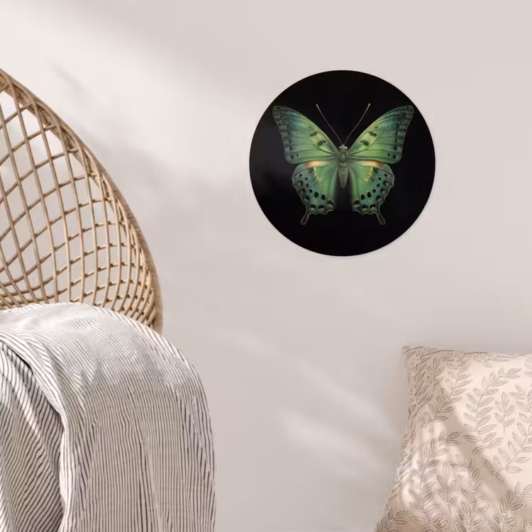 Vlinder - Groen - Diepte Wandcirkel behangsticker klein -sfeer4