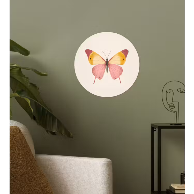 Vlinder - Illustratie - Roze Wandcirkel behangsticker klein -sfeer2