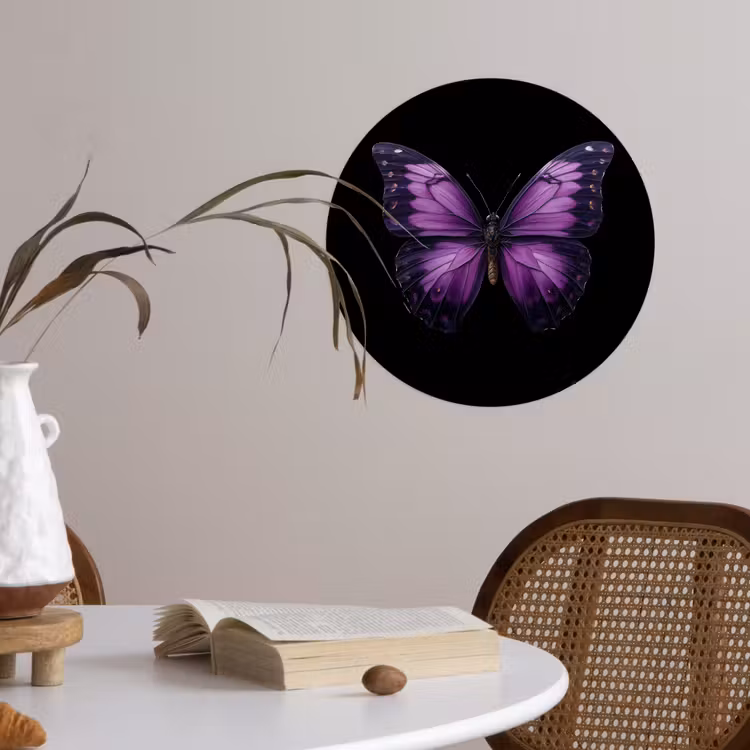 Vlinder - Paars - Levendig Wandcirkel behangsticker klein -sfeer3