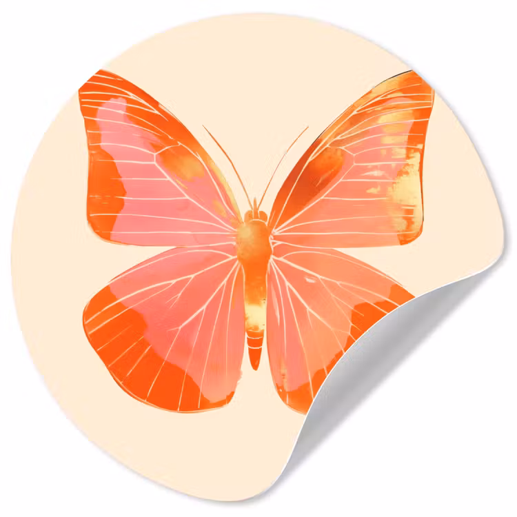 Vlinder - Minimalistisch - Roze Wandcirkel behangsticker klein -3d