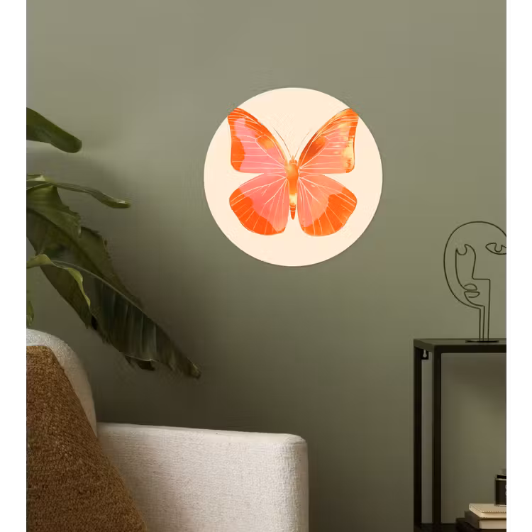 Vlinder - Minimalistisch - Roze Wandcirkel behangsticker klein -sfeer2