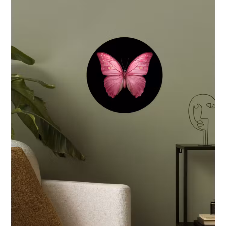 Vlinder - roze - Elegant Wandcirkel behangsticker klein -sfeer2