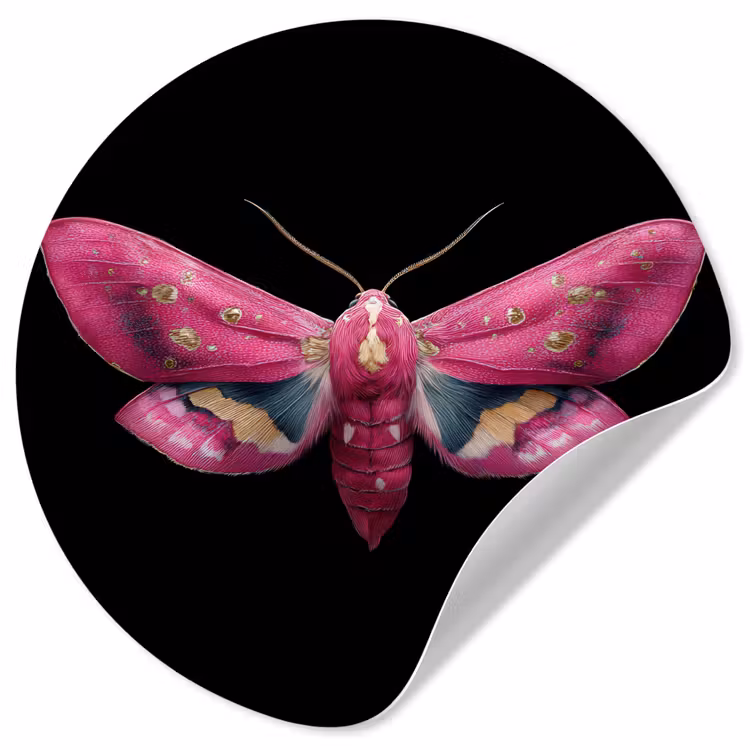 Vlinder - Roze - Nachtvlinder Wandcirkel behangsticker klein -3d