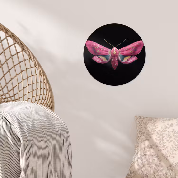 Vlinder - Roze - Nachtvlinder Wandcirkel behangsticker klein -sfeer4