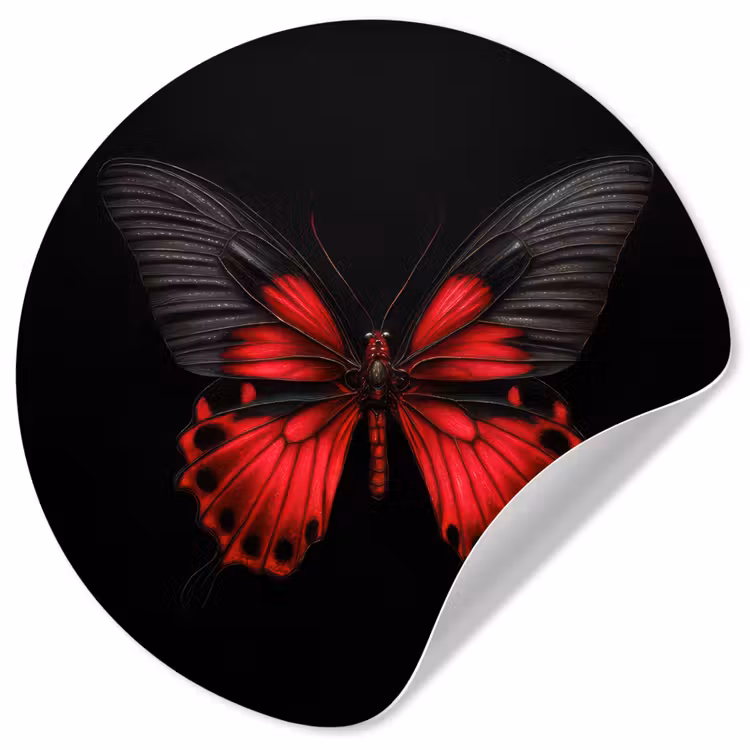 Vlinder - Rood - Contrast Wandcirkel behangsticker klein -3d