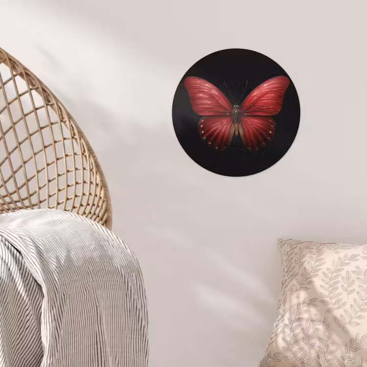 Vlinder - Rood - Minimalistisch Wandcirkel behangsticker klein -sfeer4