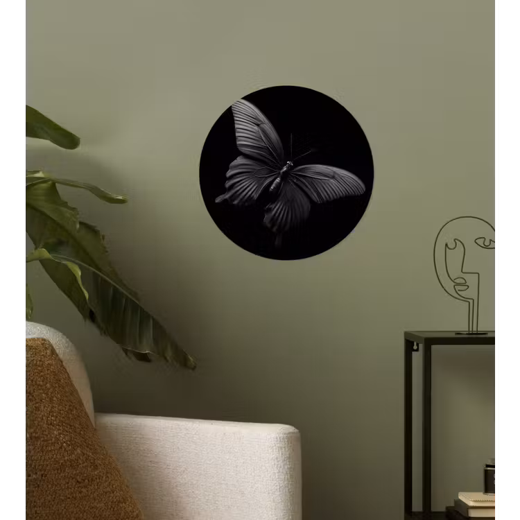 Vlinder - Zwart - Insect - Dieren Wandcirkel behangsticker klein -sfeer2