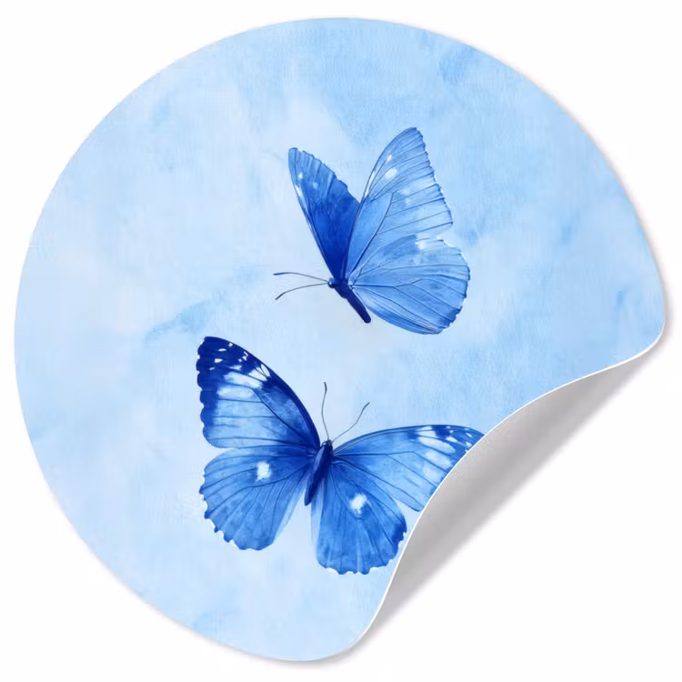 Vlinders - Sierlijk - Blauw Wandcirkel behangsticker klein -3d