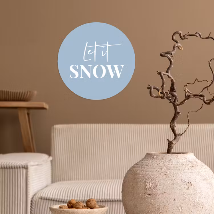 Sneeuw - Winter - Blauw - Let it snow Wandcirkel behangsticker klein -sfeer1