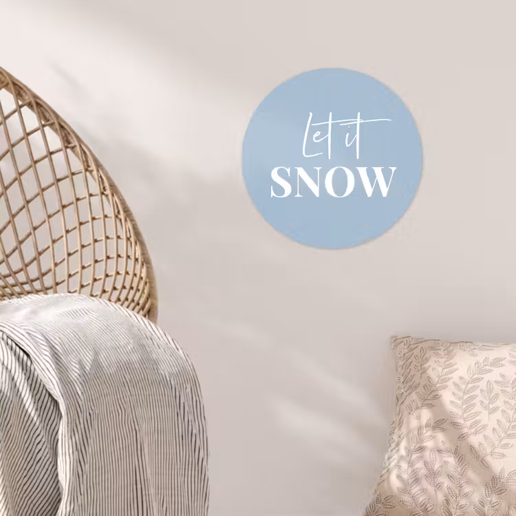 Sneeuw - Winter - Blauw - Let it snow Wandcirkel behangsticker klein -sfeer4