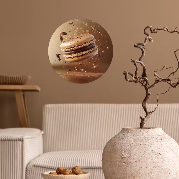 Chocolade - Macarons - Eten - Snoep Wandcirkel behangsticker klein -sfeer1