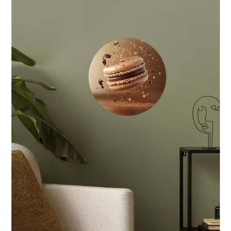 Chocolade - Macarons - Eten - Snoep Wandcirkel behangsticker klein -sfeer2
