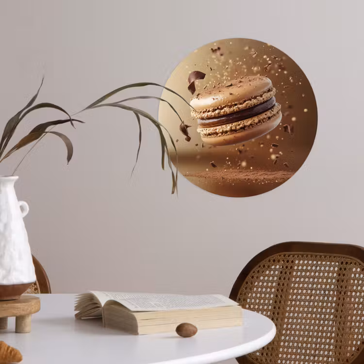 Chocolade - Macarons - Eten - Snoep Wandcirkel behangsticker klein -sfeer3