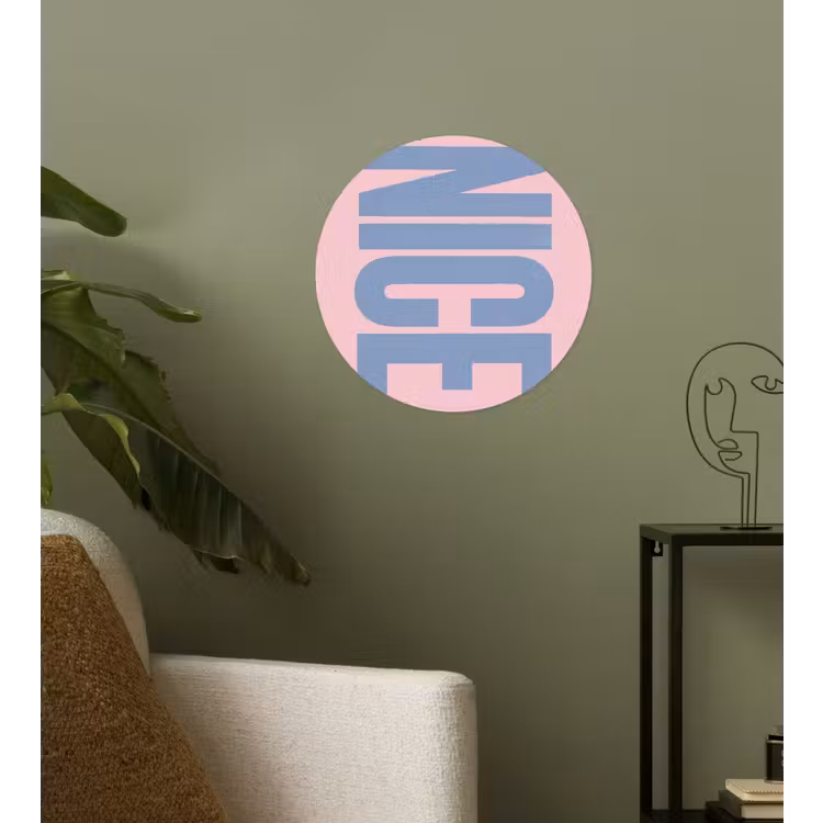 Nice - Paars - Roze Wandcirkel behangsticker klein -sfeer2