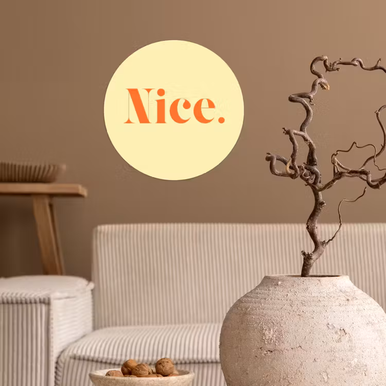 Nice - Oranje - Geel - Minimalistisch Wandcirkel behangsticker klein -sfeer1