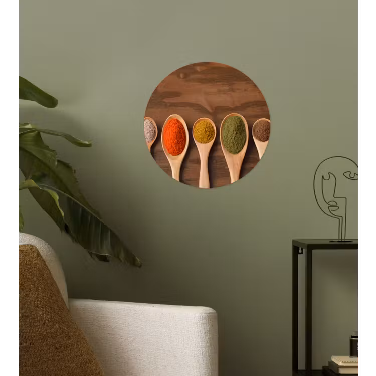 Pollepel - Kruiden - Eten - Specerijen - Tafel Wandcirkel behangsticker klein -sfeer2