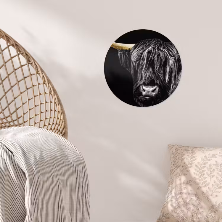 Schotse hooglander - Goud - Vacht - Dieren - Koe Wandcirkel behangsticker klein -sfeer4