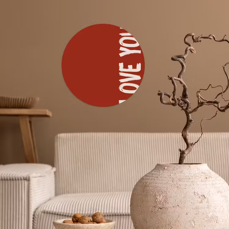 Schuin - Loveyou - Rood Wandcirkel behangsticker klein -sfeer1