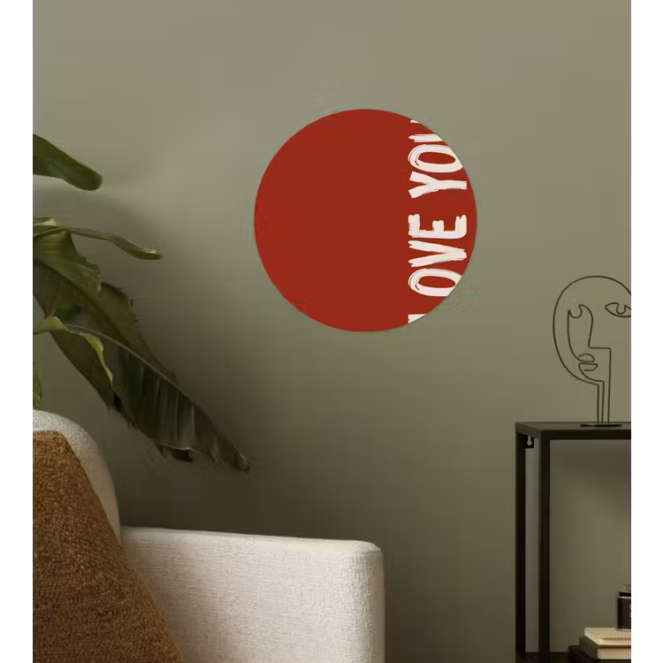 Schuin - Loveyou - Rood Wandcirkel behangsticker klein -sfeer2