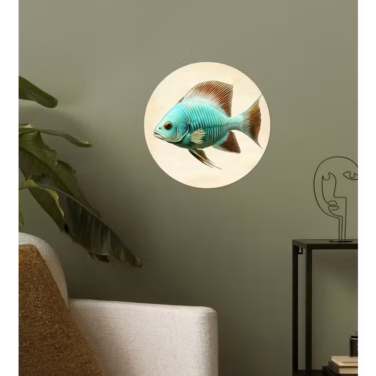 Schubben - Vis - Mint - Minimalistisch Wandcirkel behangsticker klein -sfeer2