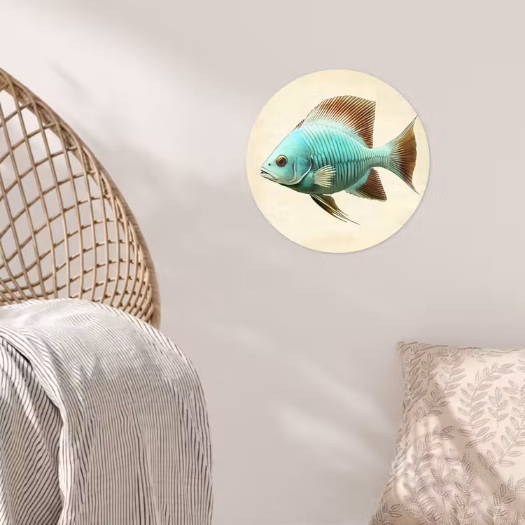 Schubben - Vis - Mint - Minimalistisch Wandcirkel behangsticker klein -sfeer4