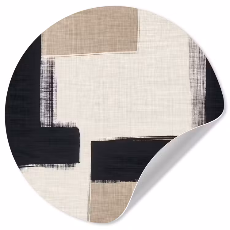 Zwart - Abstract - Japandi Wandcirkel behangsticker klein -3d