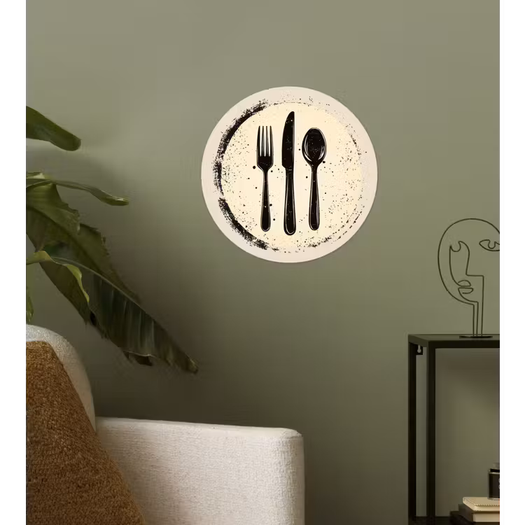 Zwart - Bestek - Rondje Wandcirkel behangsticker klein -sfeer2