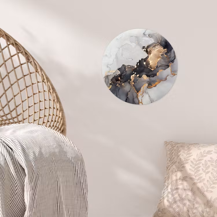 Zwart - Marmer - Luxe - Goud Wandcirkel behangsticker klein -sfeer4