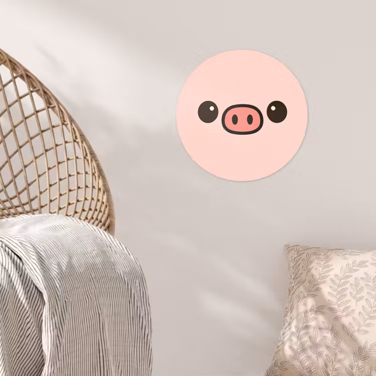 Varken - Roze - Minimalistisch Wandcirkel behangsticker klein -sfeer4