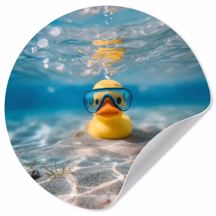 Duikbril - Eend - Water Wandcirkel behangsticker klein -3d