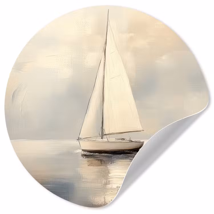 Zeilschip - Zee - Bewolkt Wandcirkel behangsticker klein -3d