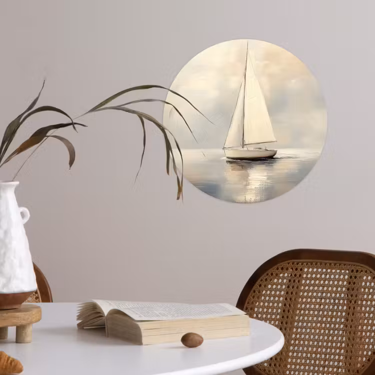Zeilschip - Zee - Bewolkt Wandcirkel behangsticker klein -sfeer3