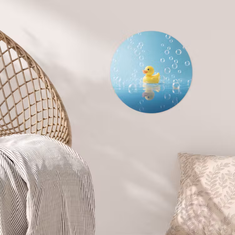 Bubbels - Badeend - Geel Wandcirkel behangsticker klein -sfeer4