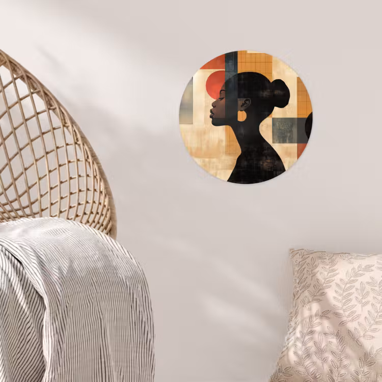 Zijaanzicht - Vrouw - Vormen Wandcirkel behangsticker klein -sfeer4