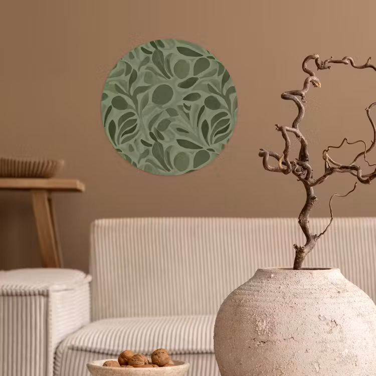 Sereen - Bladeren - Groen Wandcirkel behangsticker klein 186 -sfeer1