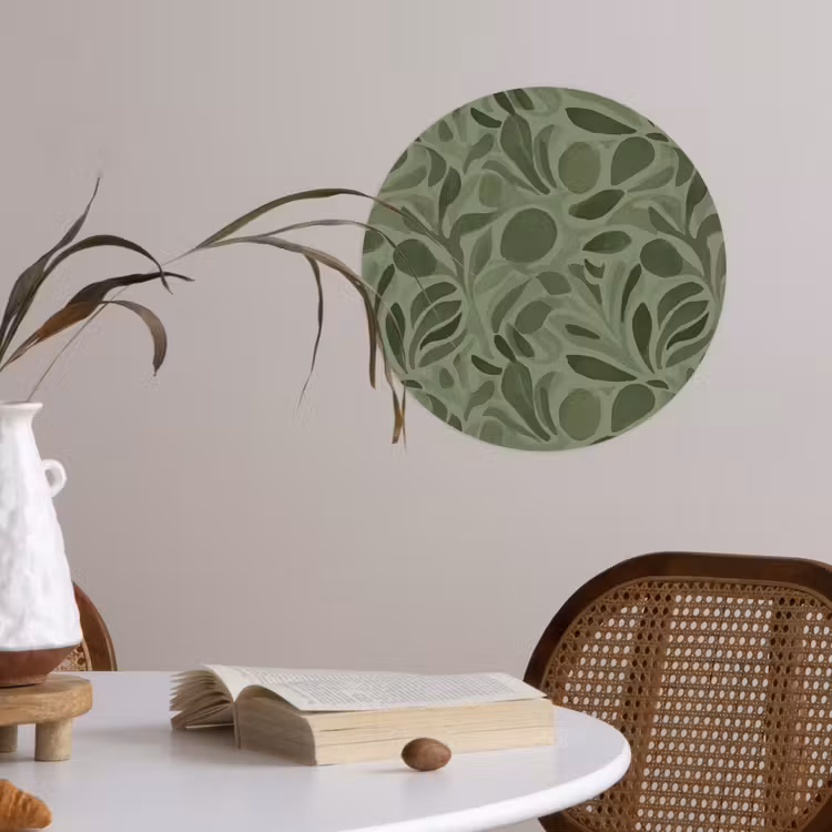 Sereen - Bladeren - Groen Wandcirkel behangsticker klein 186 -sfeer3
