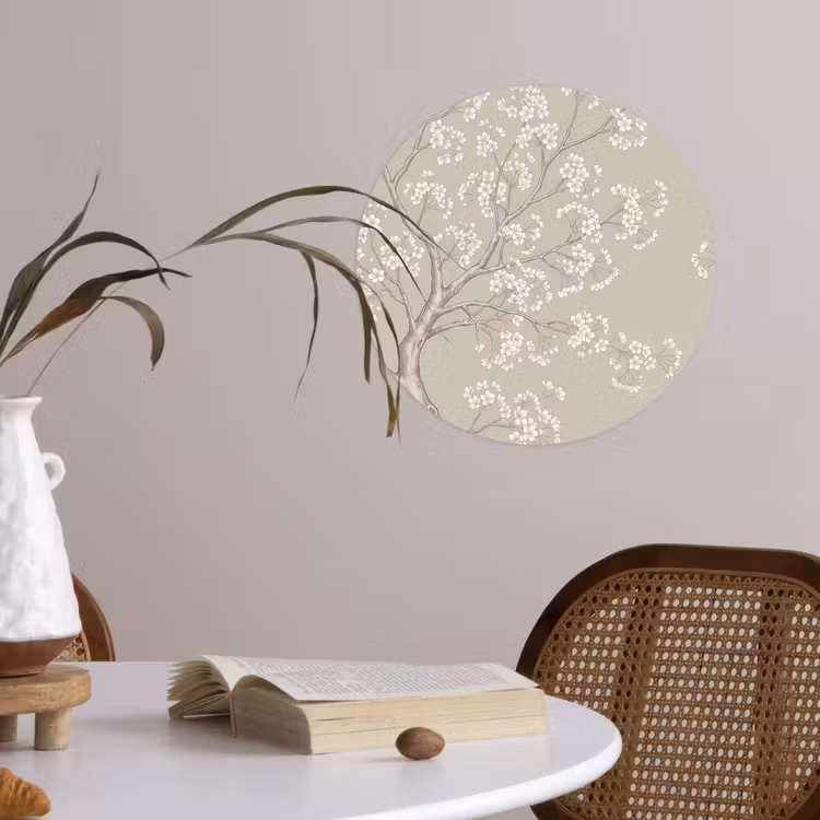 Sereen - Bloesem - Wit Wandcirkel behangsticker klein -sfeer3